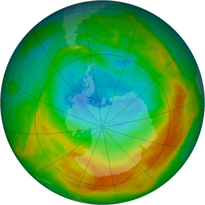 Antarctic ozone map for 14 November 1980